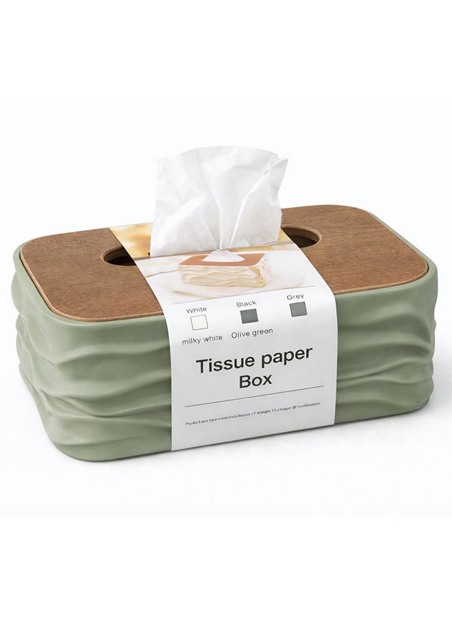 Olive Green Modern Tissue Box Cover with Lid – Decorative Rectangular Tissue Holder for Bathroom, Living Room, Bedroom & Office